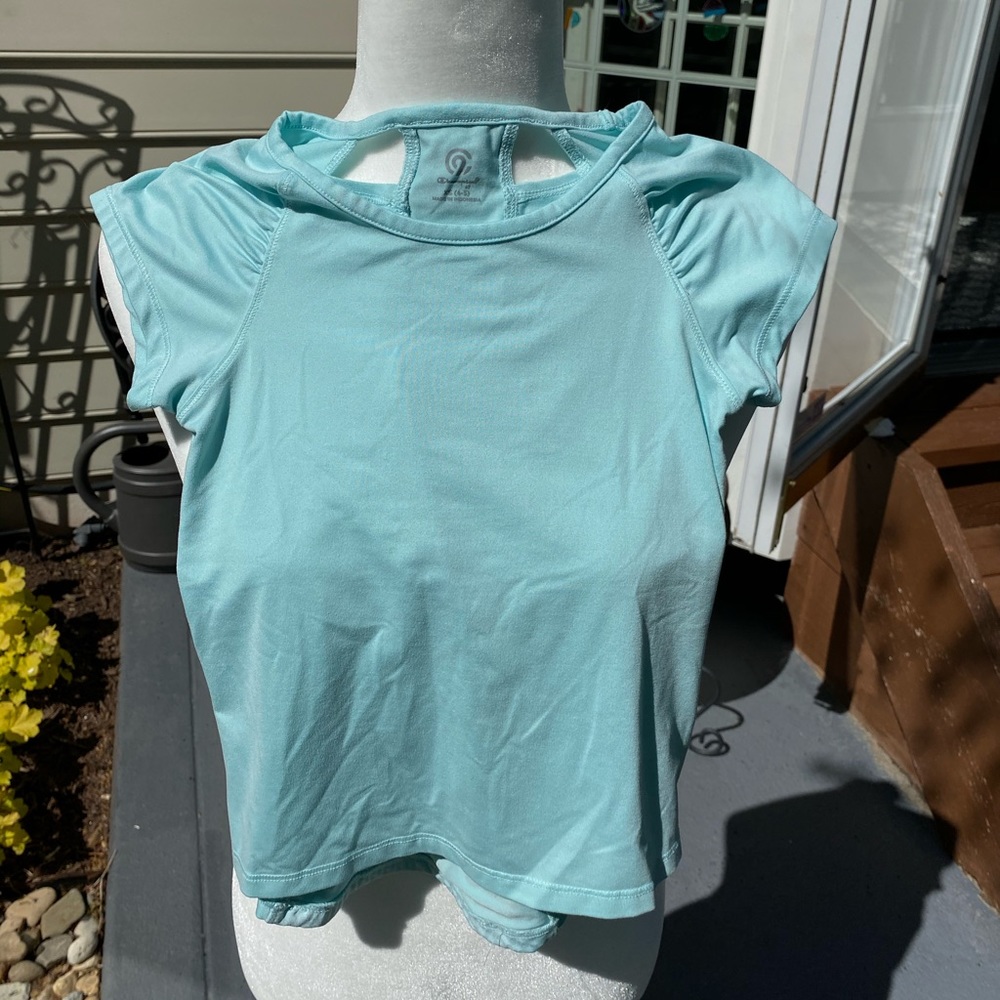 Little girls athletic work out active shirt SS